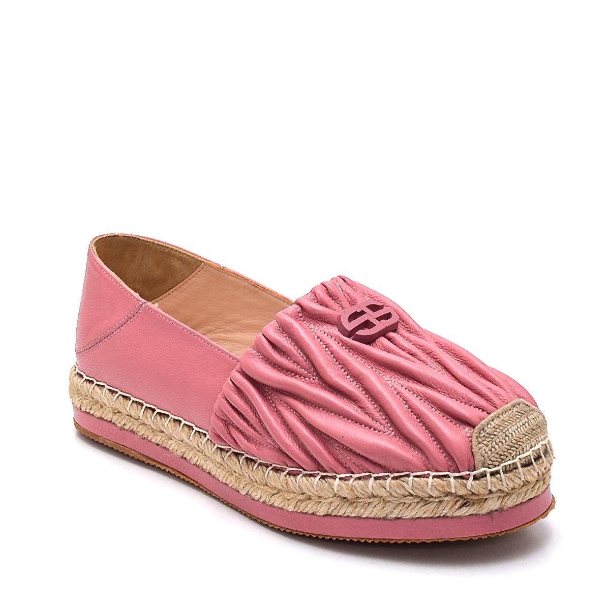 Franka Pembe Deri  Kadın Espadril