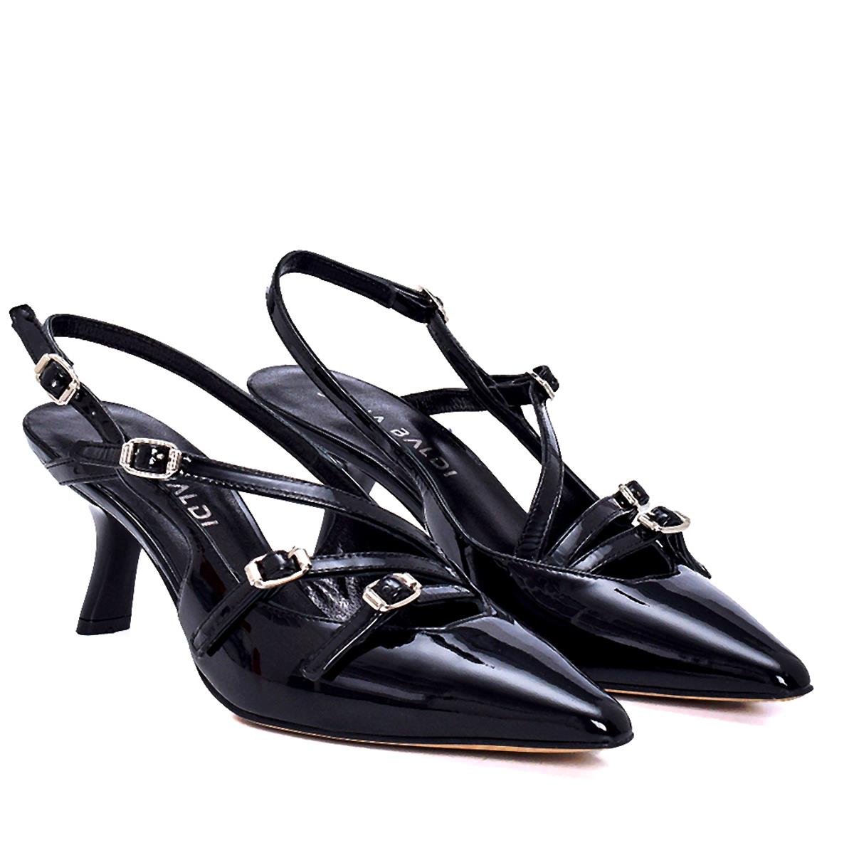 Ghens Siyah Rugan  Kadın Stiletto & Abiye