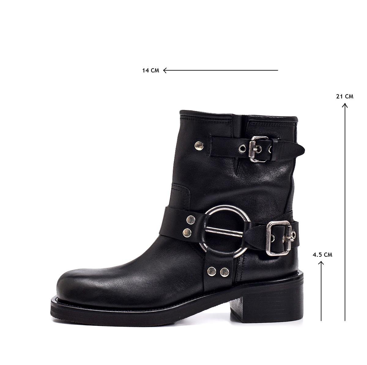 Hassy Siyah Deri  Kadın Topuklu Bot