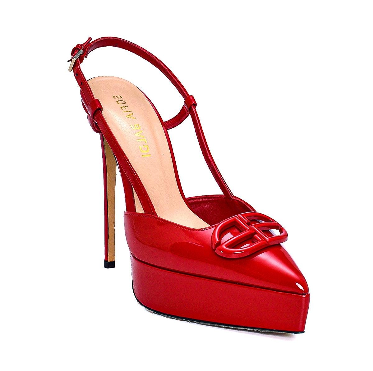 Hayfı Kırmızı Rugan  Kadın Stiletto & Abiye