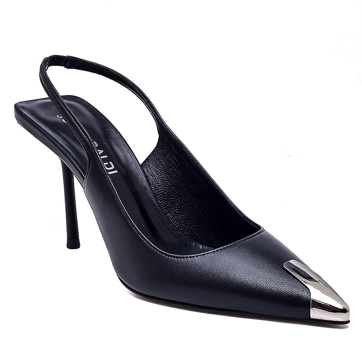 Honna Siyah Deri  Kadın Stiletto & Abiye