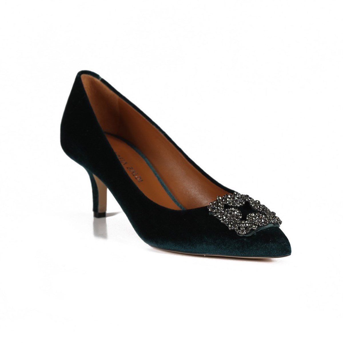 KAREN YEŞİL KADİFE TAŞLI KADIN Stiletto & Abiye