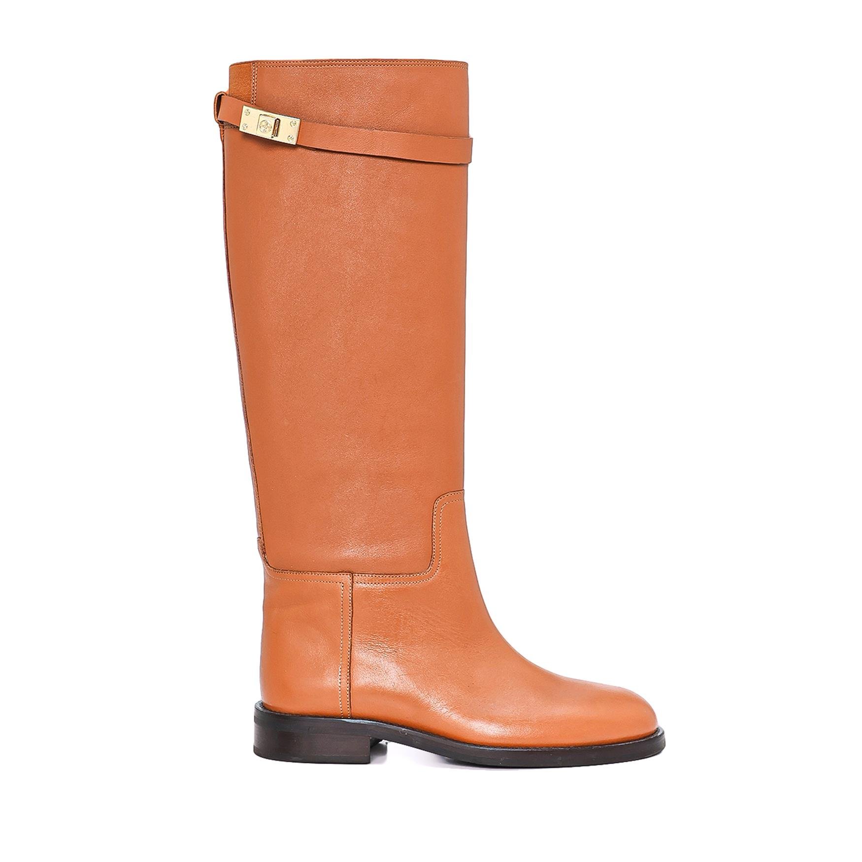 Kaul Taba Deri  Kadın Düz Çizme