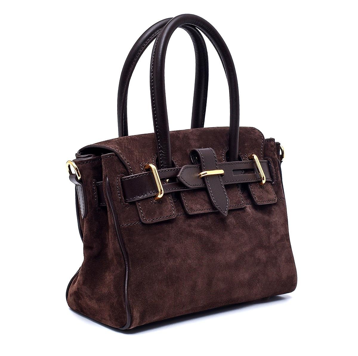 Merf Kahve Süet Bantlı Kadın Çanta