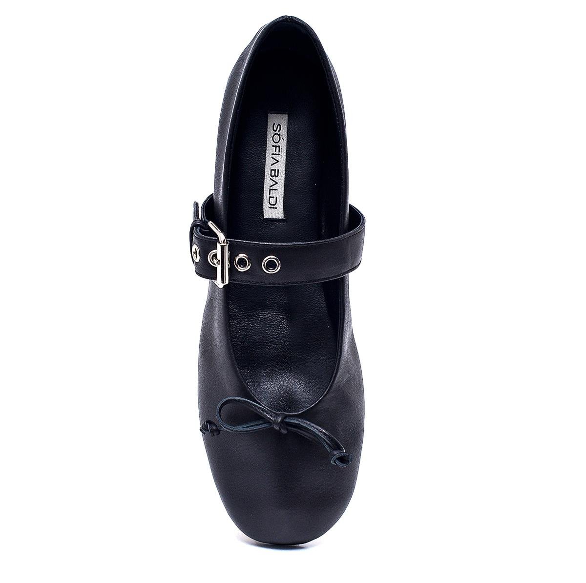 Nastro Siyah Deri  Kadın Babet