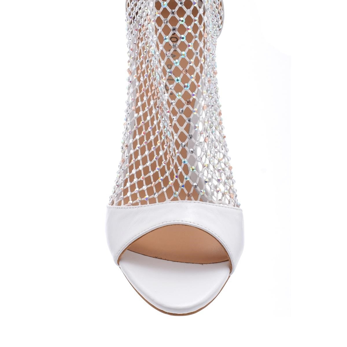 Norıs Beyaz  Taşlı Kadın Topuklusandalet