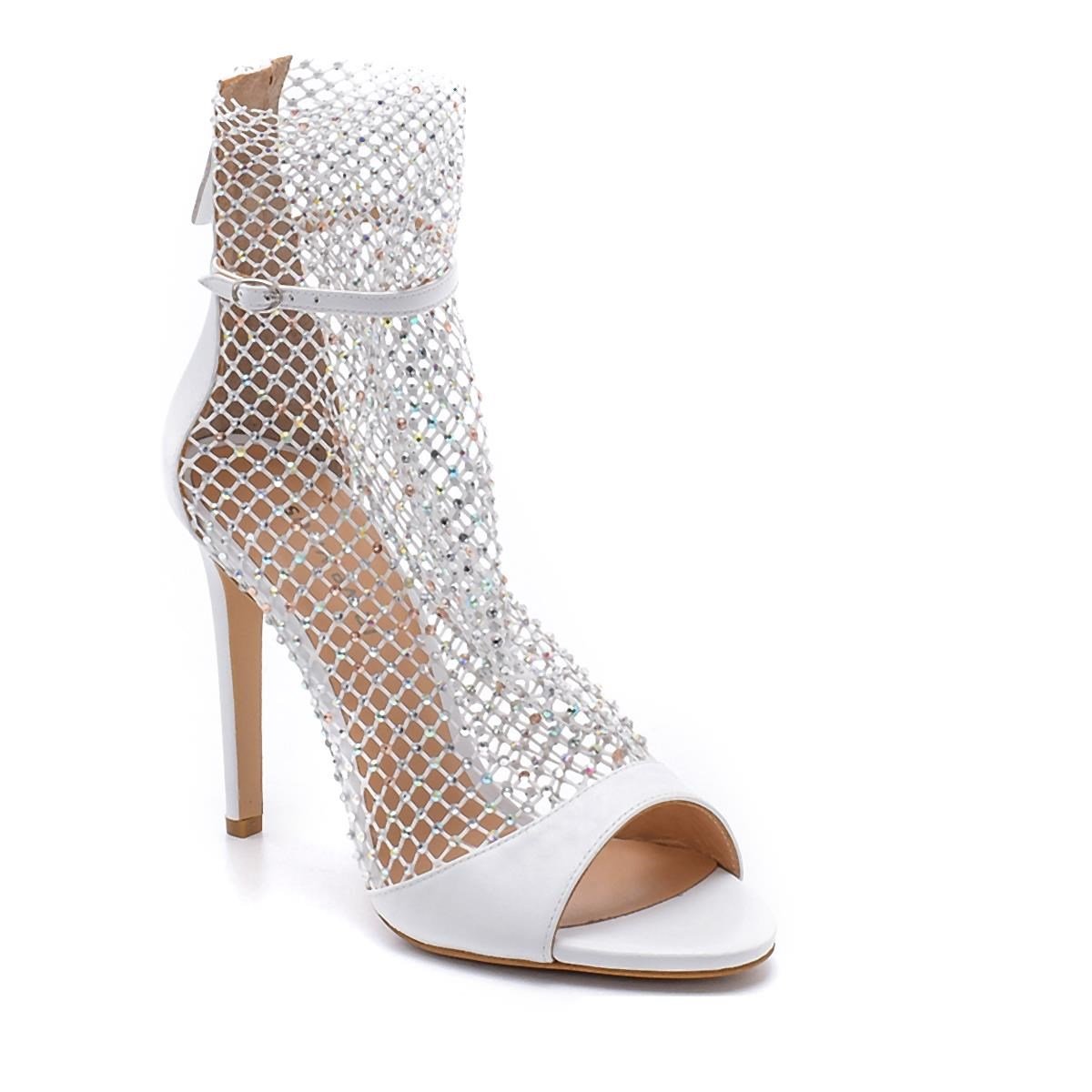 Norıs Beyaz  Taşlı Kadın Topuklusandalet