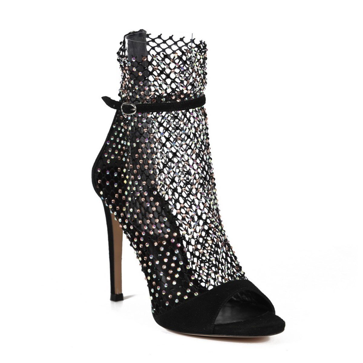 NORIS SİYAH SÜET TAŞLI KADIN TOPUKLUSANDALET