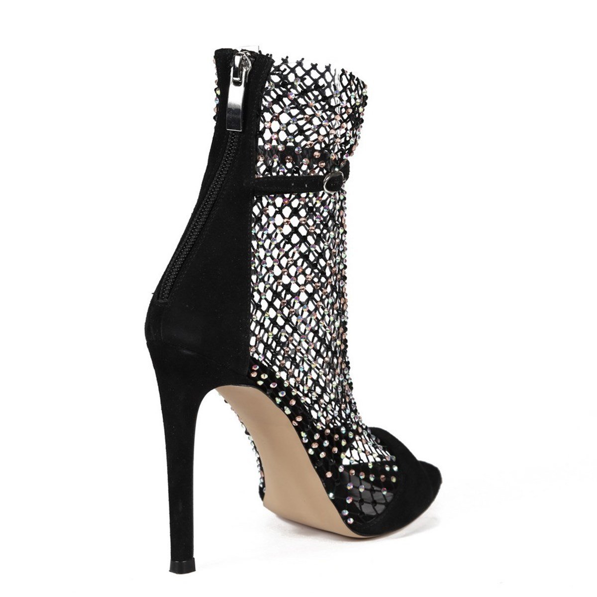 NORIS SİYAH SÜET TAŞLI KADIN TOPUKLUSANDALET