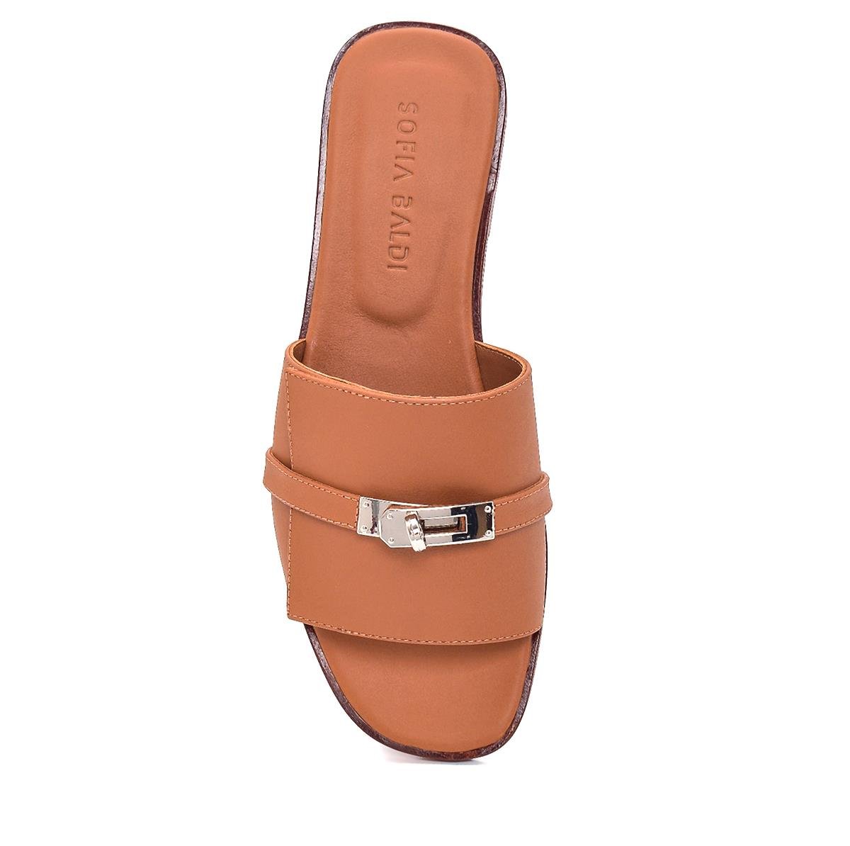 Olega Taba Deri  Kadın Düz Terlik