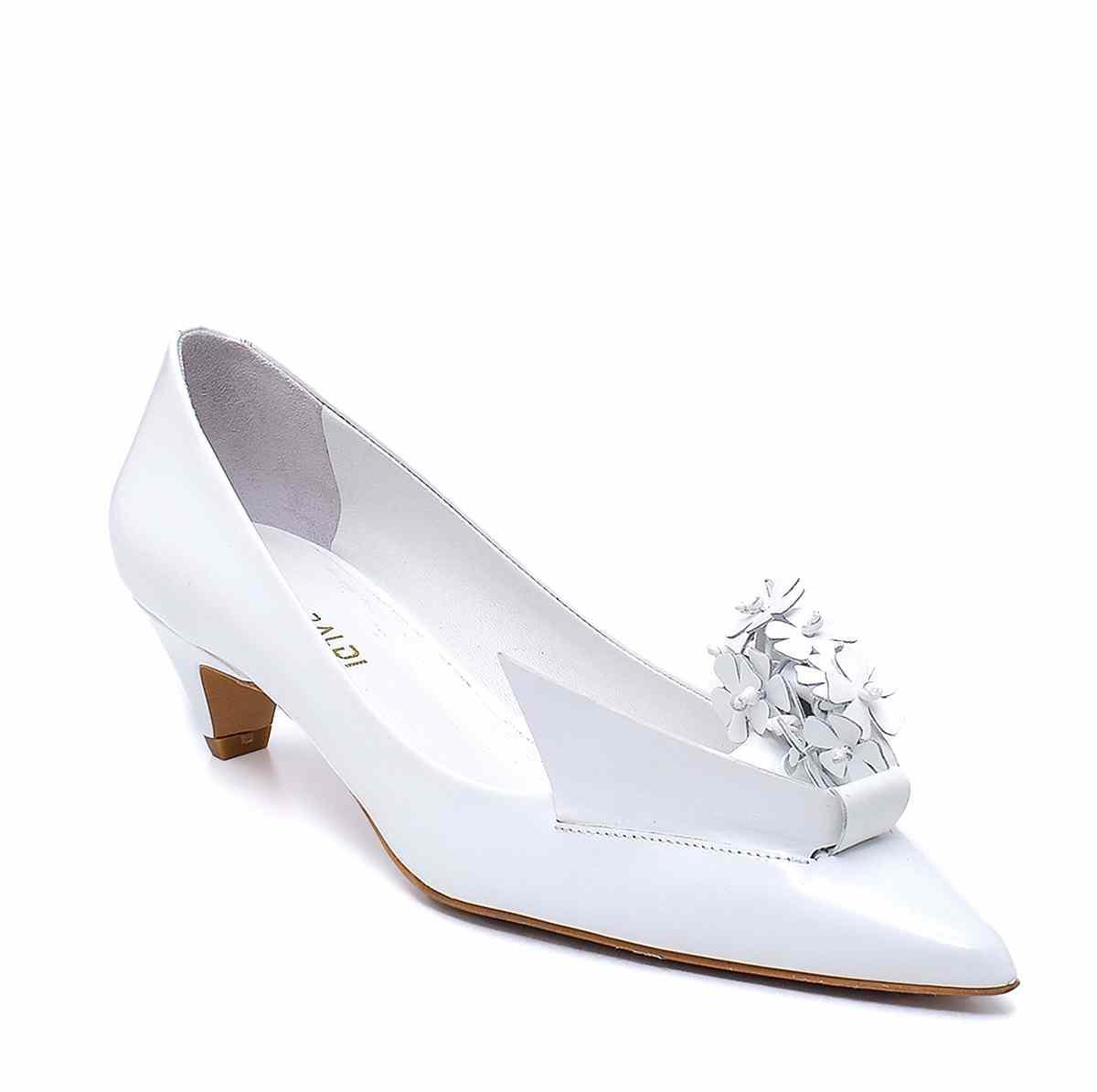 Palme Beyaz Açma Deri  Kadın Stiletto & Abiye