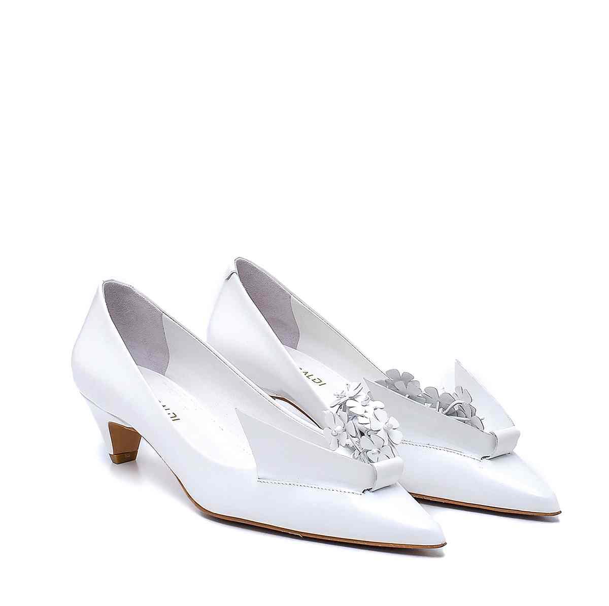 Palme Beyaz Açma Deri  Kadın Stiletto & Abiye