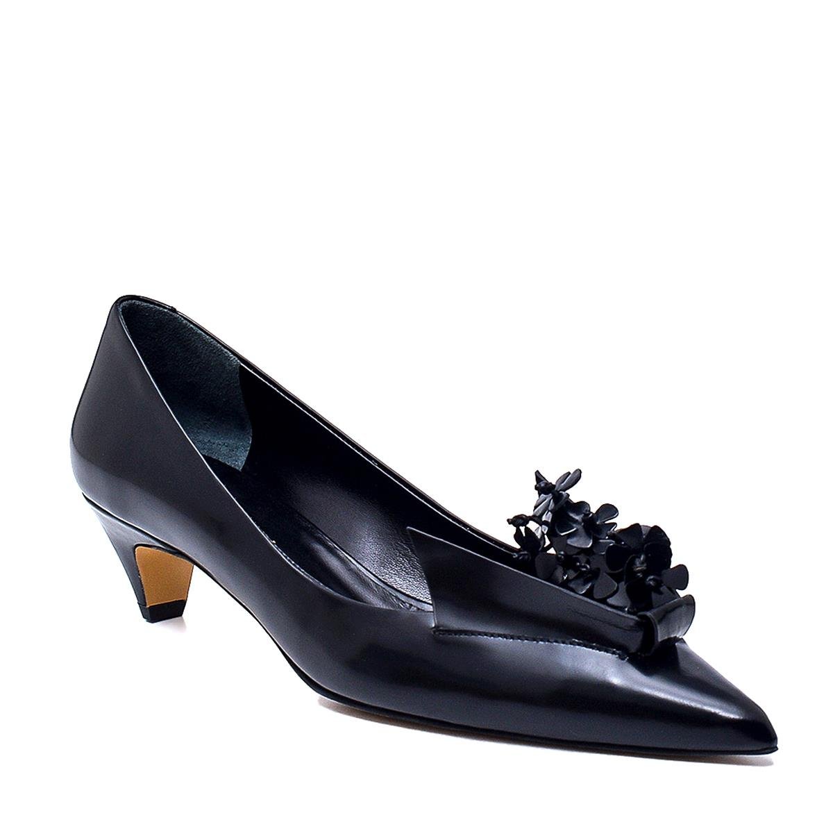 Palme Siyah Açma Deri  Kadın Stiletto & Abiye