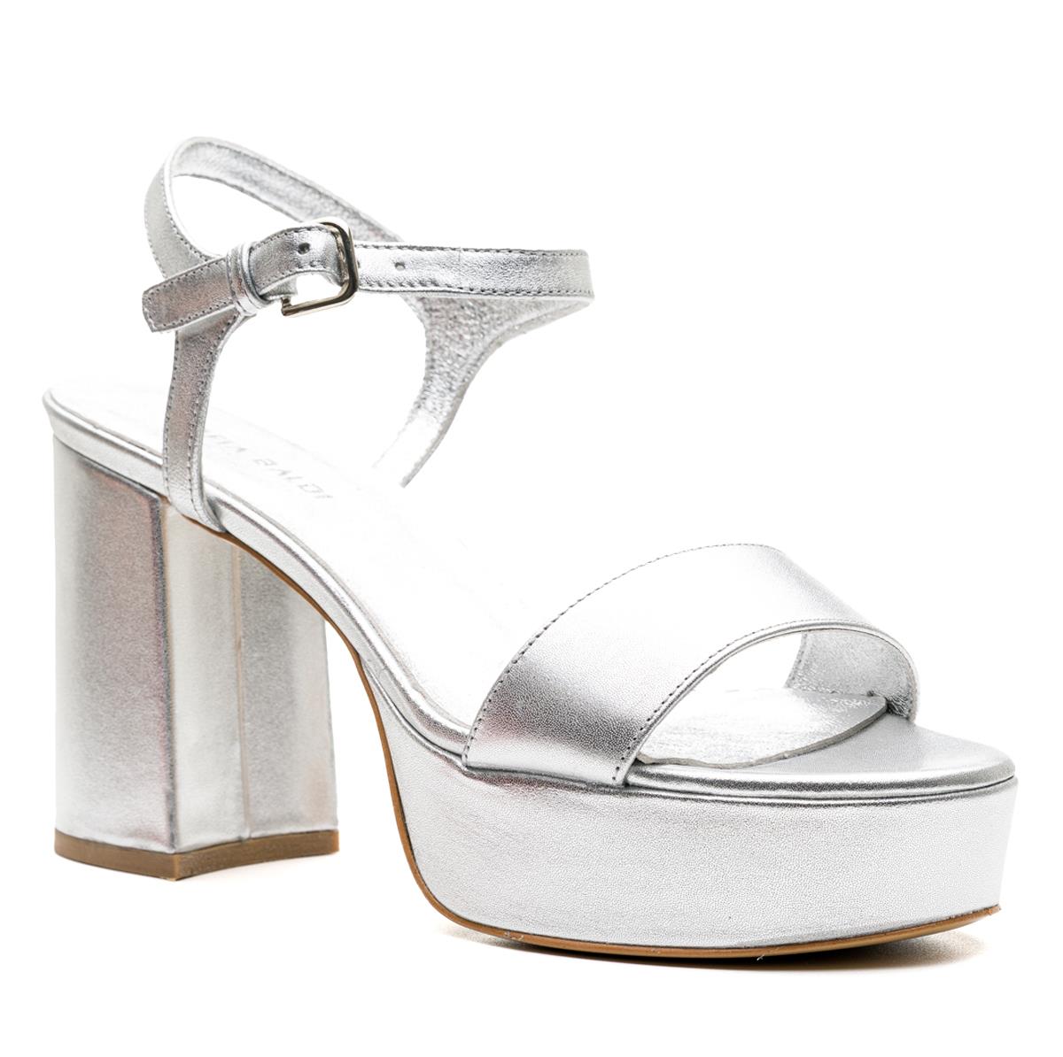 PEGNA GÜMÜŞ HAKİKİ DERİ Kadın TOPUKLU SANDALETPEGNA GÜMÜŞ HAKİKİ DERİ Kadın TOPUKLU SANDALET