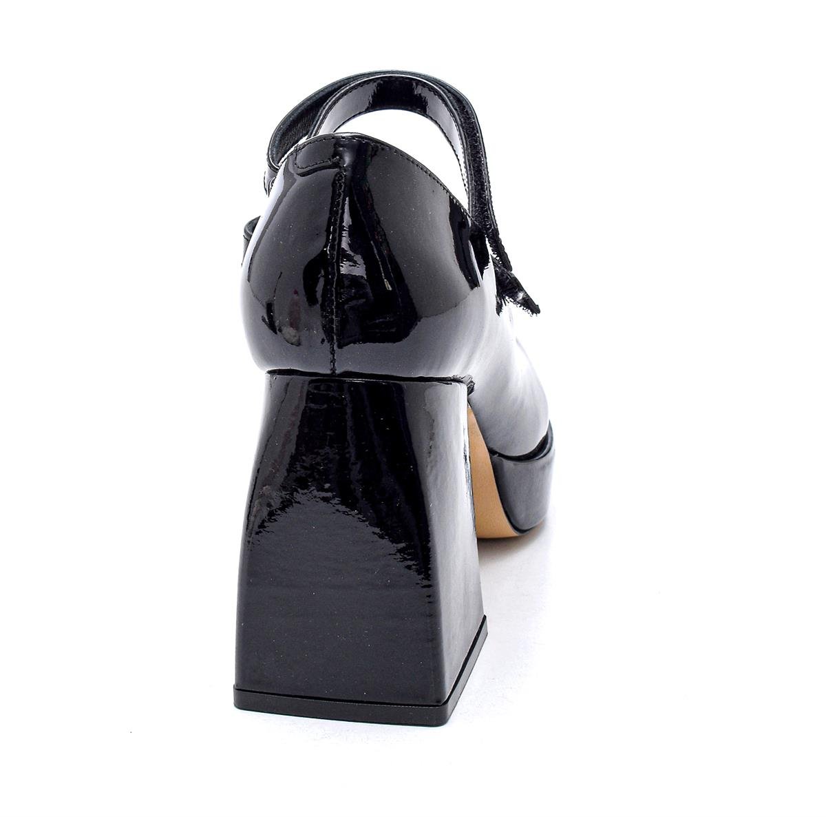 Penelope Siyah Rugan  Kadın Kalın Topuk