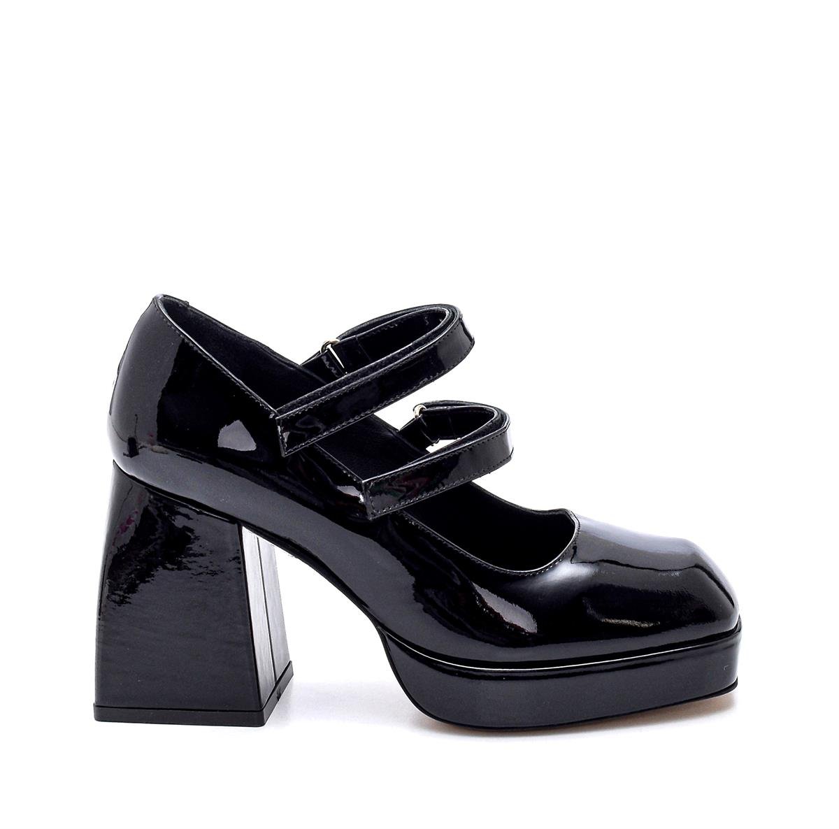 Penelope Siyah Rugan  Kadın Kalın Topuk