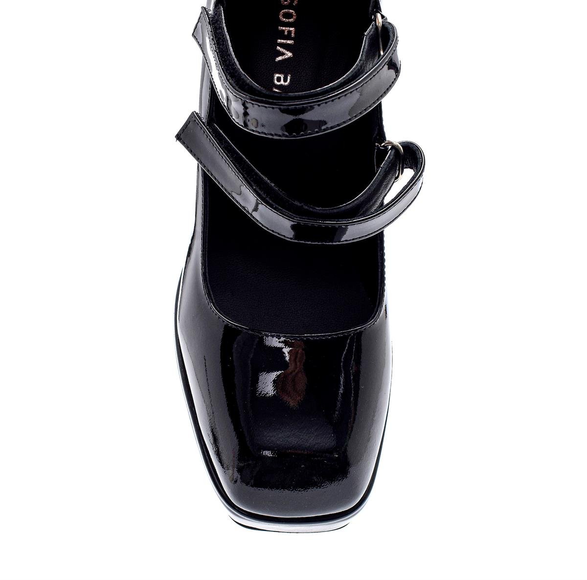 Penelope Siyah Rugan  Kadın Kalın Topuk