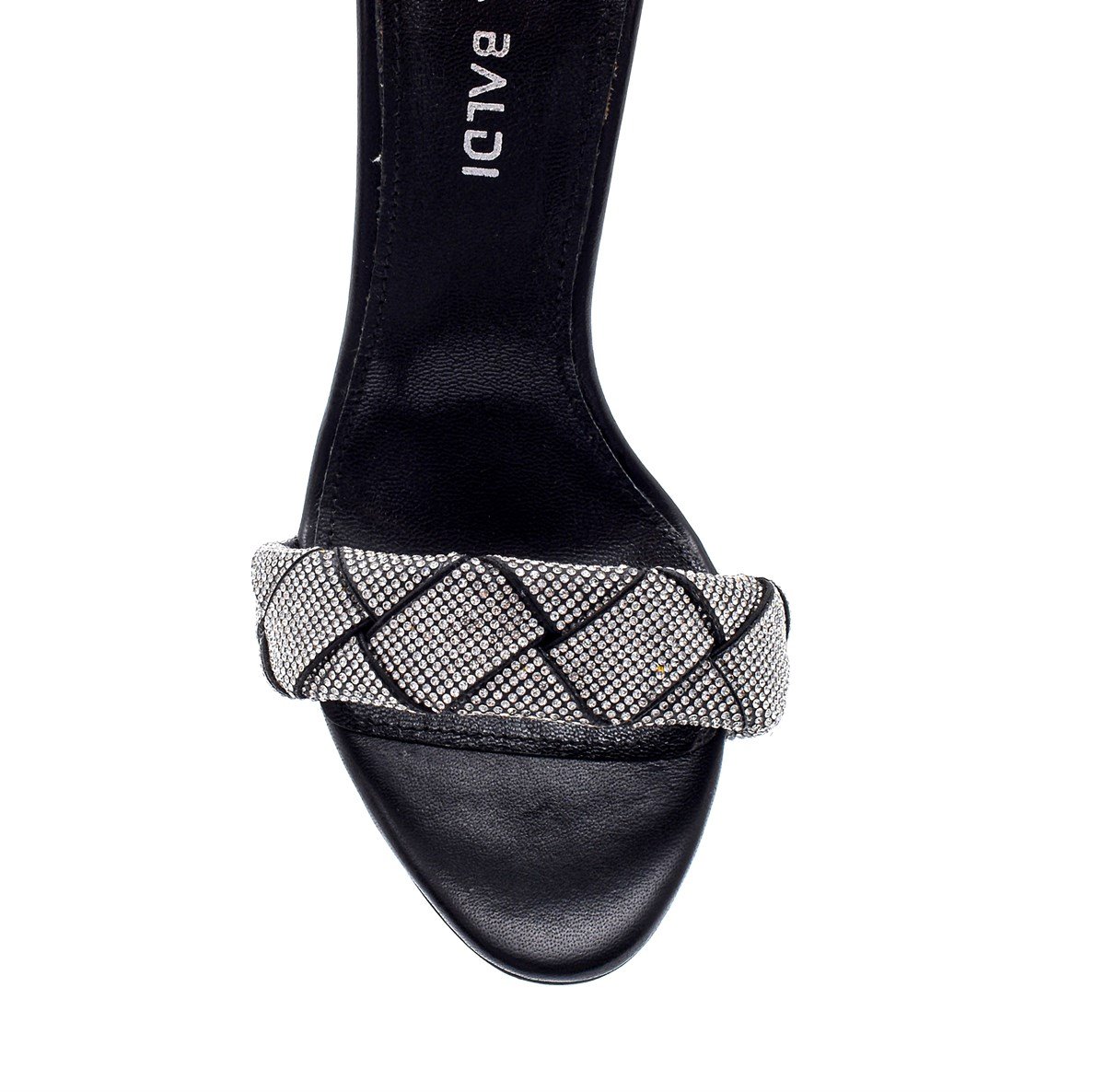 Petal Siyah Deri  Kadın Topuklusandalet