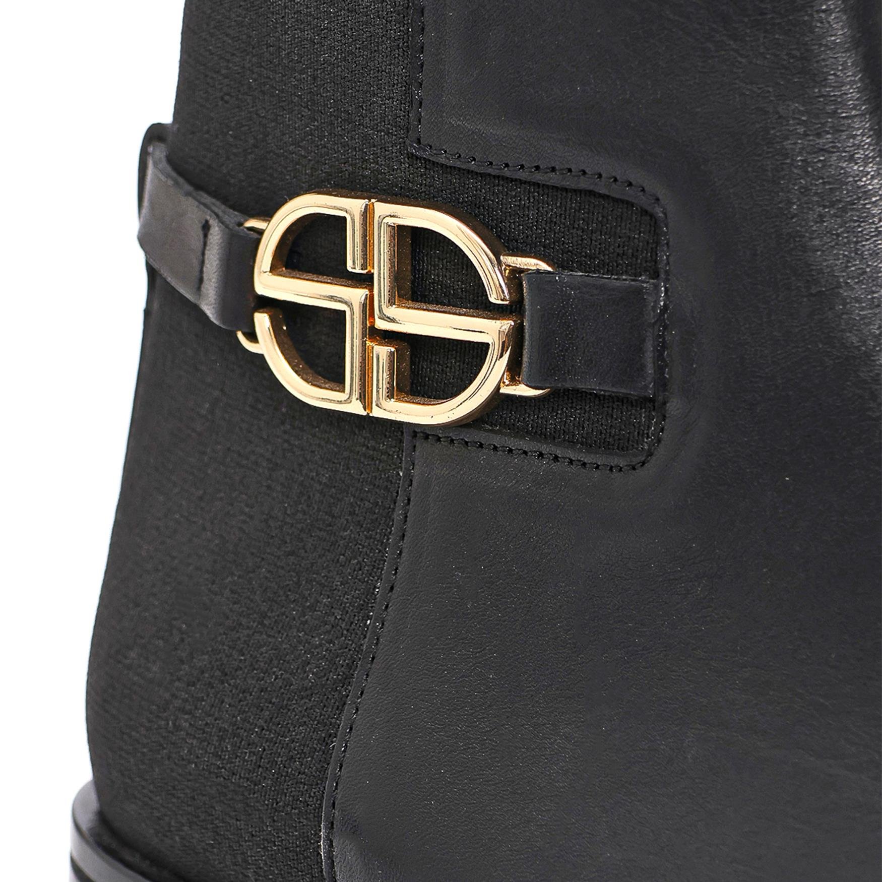 Regna Siyah Deri  Kadın Düz Bot