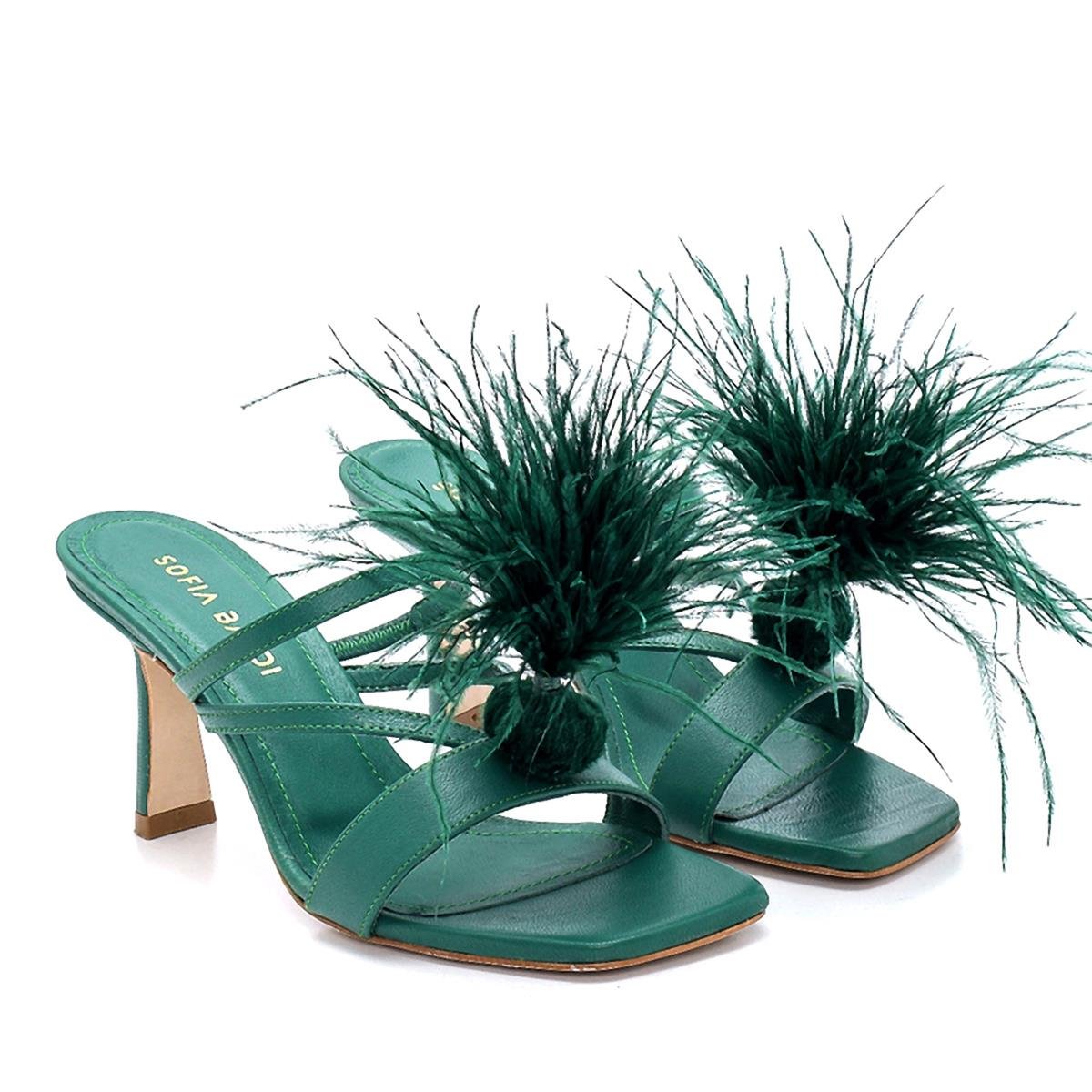 Rıley Yeşil Deri  Kadın Stiletto & Abiye