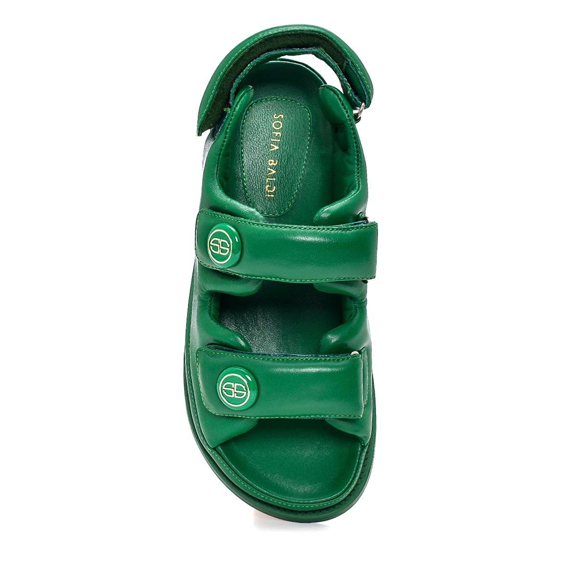 Sanda Yeşil   Kadın Düz Sandalet