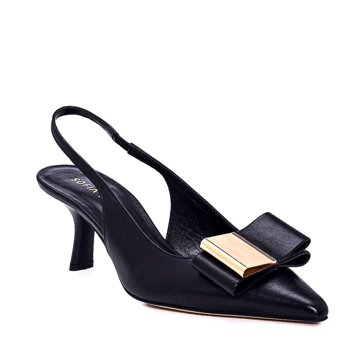 Searl Siyah Deri  Kadın Stiletto & Abiye