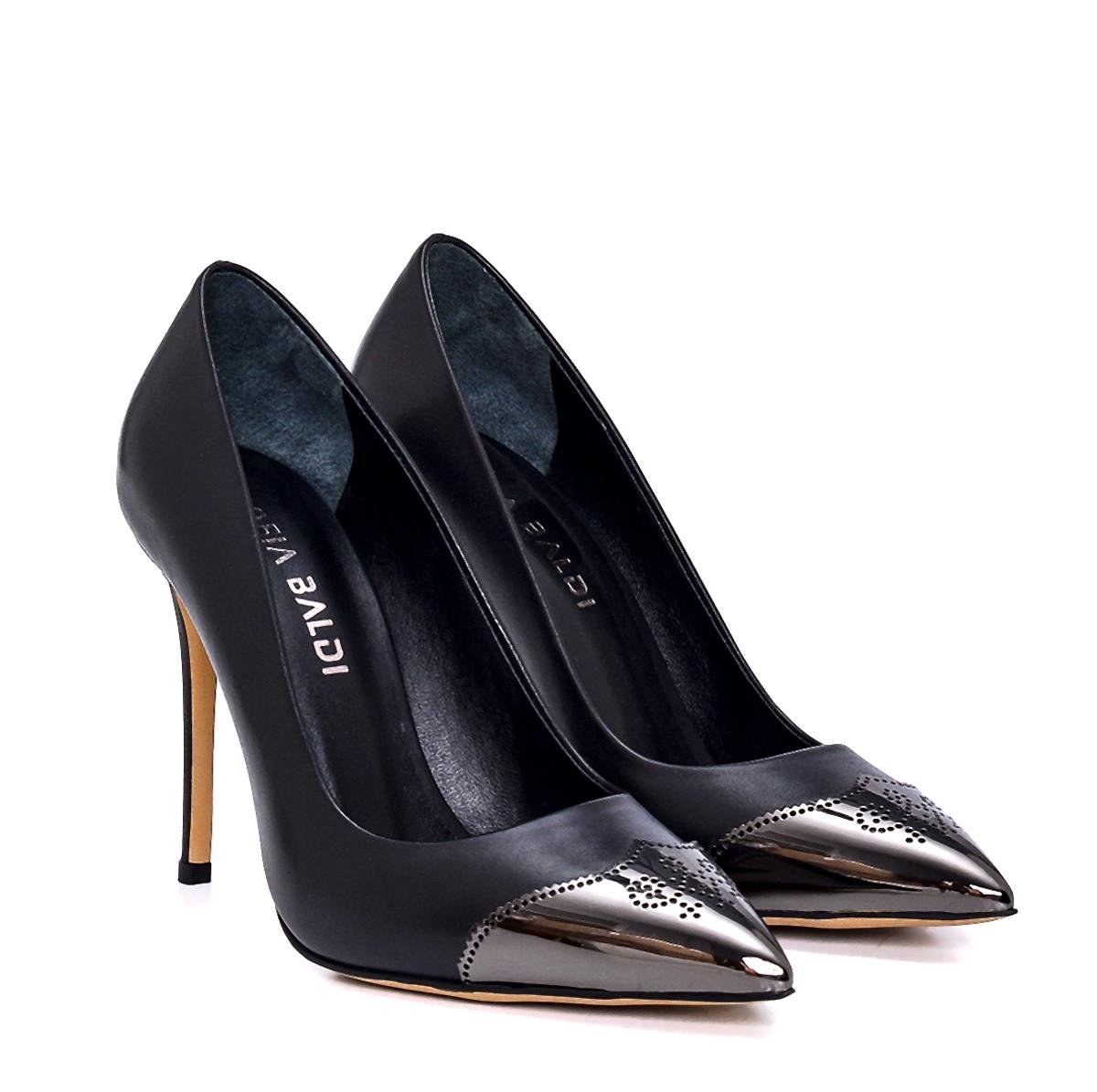 Sılan Siyah Deri  Kadın Stiletto & Abiye