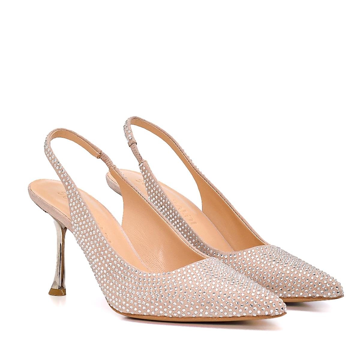 Sılvana Bej Süet  Kadın Stiletto & Abiye