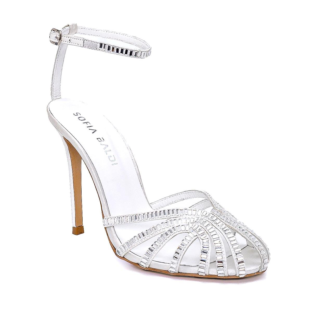 Solev Beyaz Saten  Kadın Topuklu Sandalet