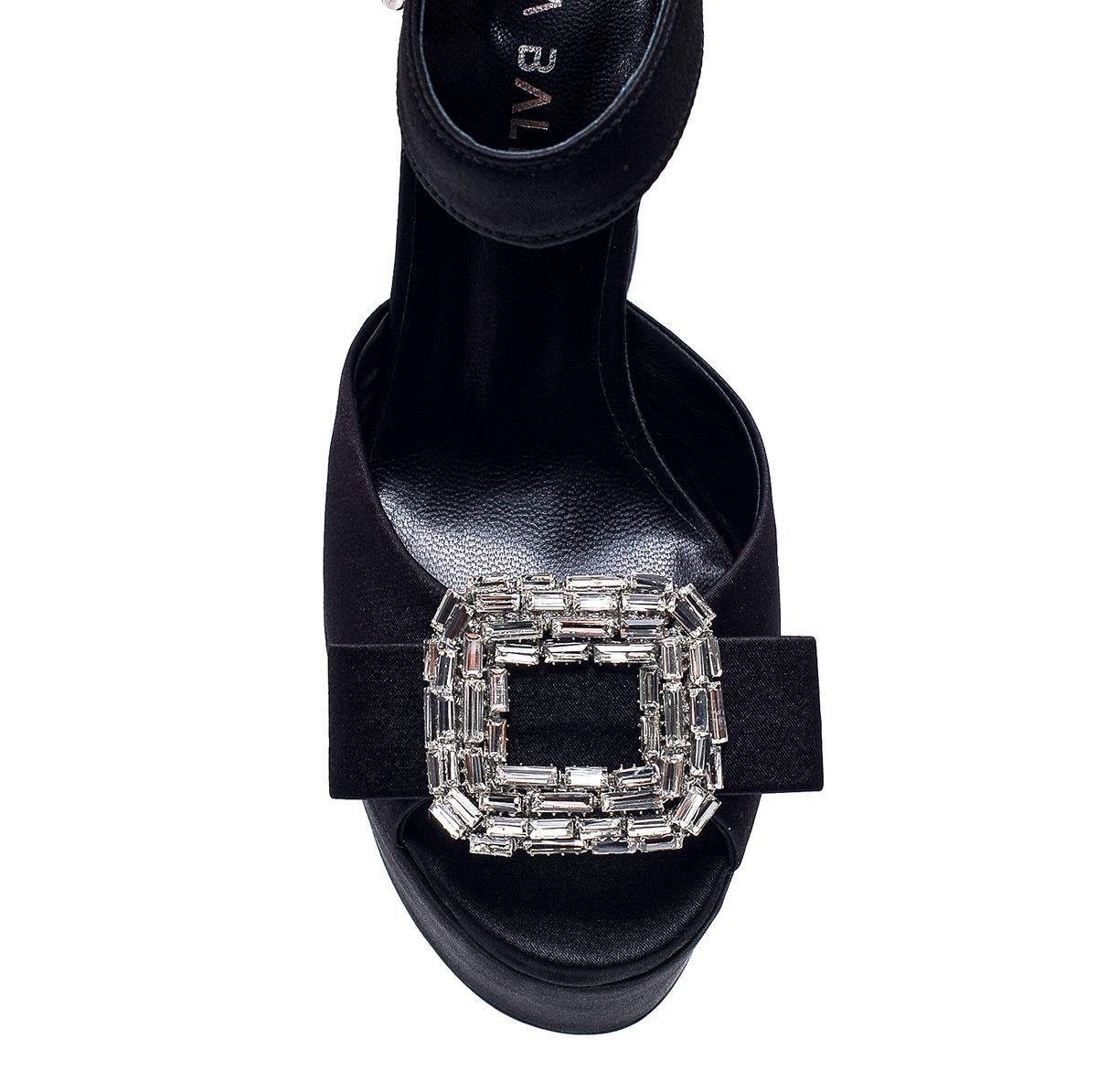 Sulvıa Siyah Saten  Kadın Topuklu Sandalet