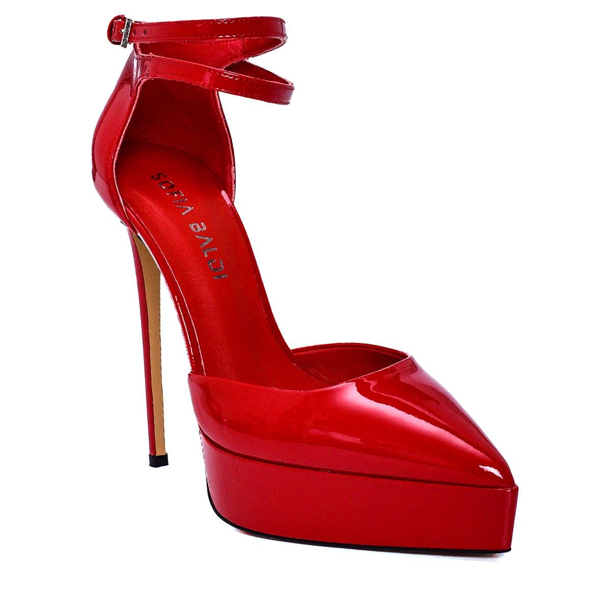 Uruk Kırmızı Deri  Kadın Dolgu Topuk