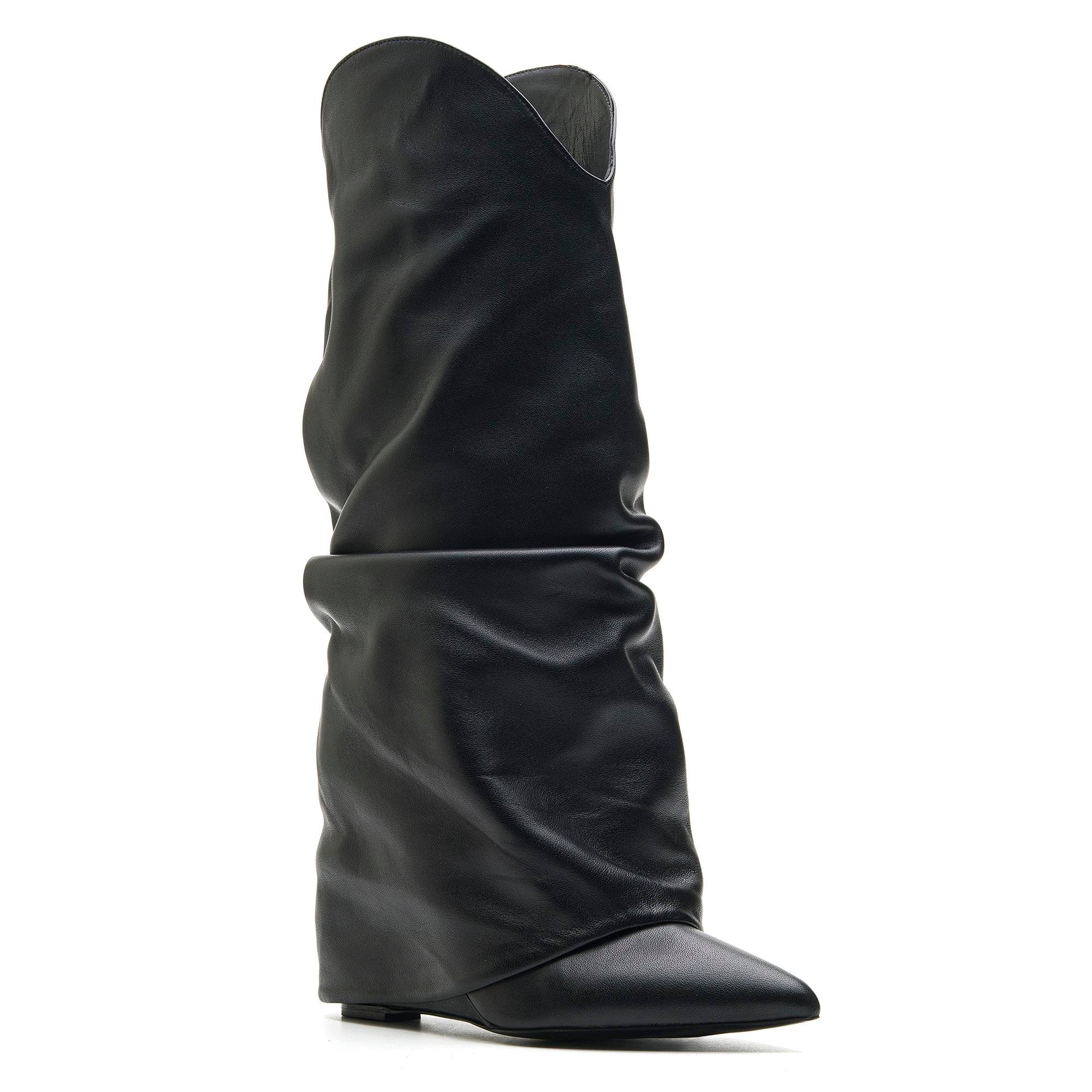 VANSY SİYAH HAKİKİ DERİ Kadın TOPUKLU ÇİZMEVANSY SİYAH HAKİKİ DERİ Kadın TOPUKLU ÇİZME