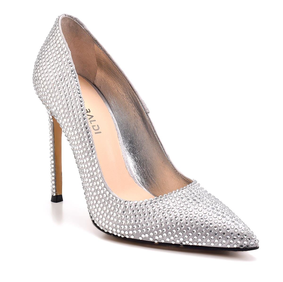 Volla Gümüş Saten  Kadın Stiletto & Abiye