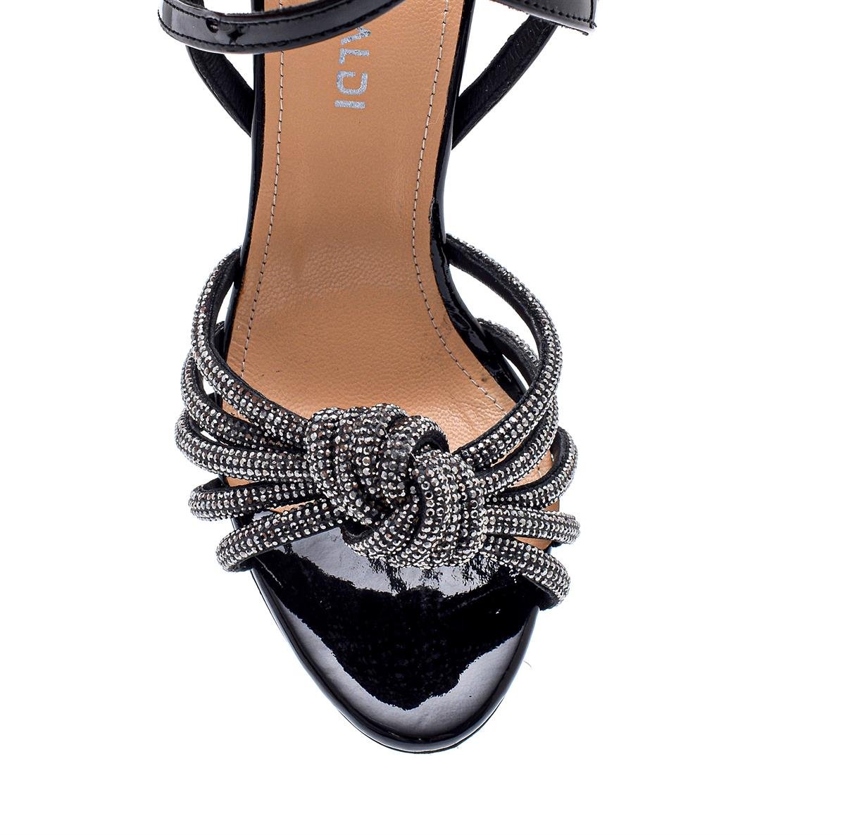 Yew Siyah Rugan  Kadın Topuklu Sandalet