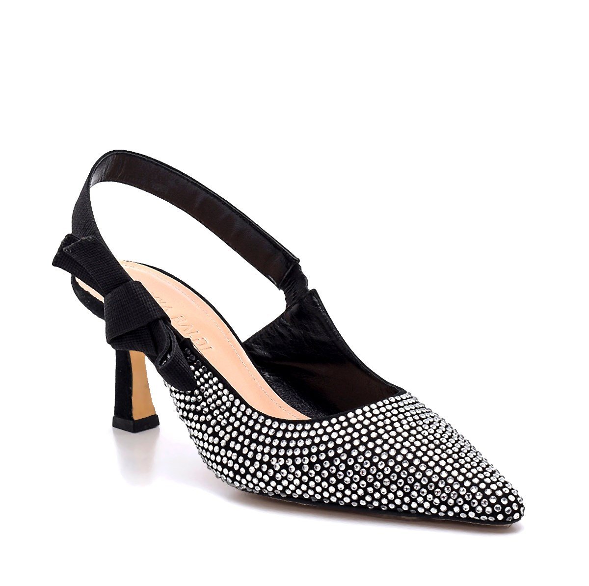 Zoran Siyah/gümüş Süet  Kadın Stiletto & Abiye