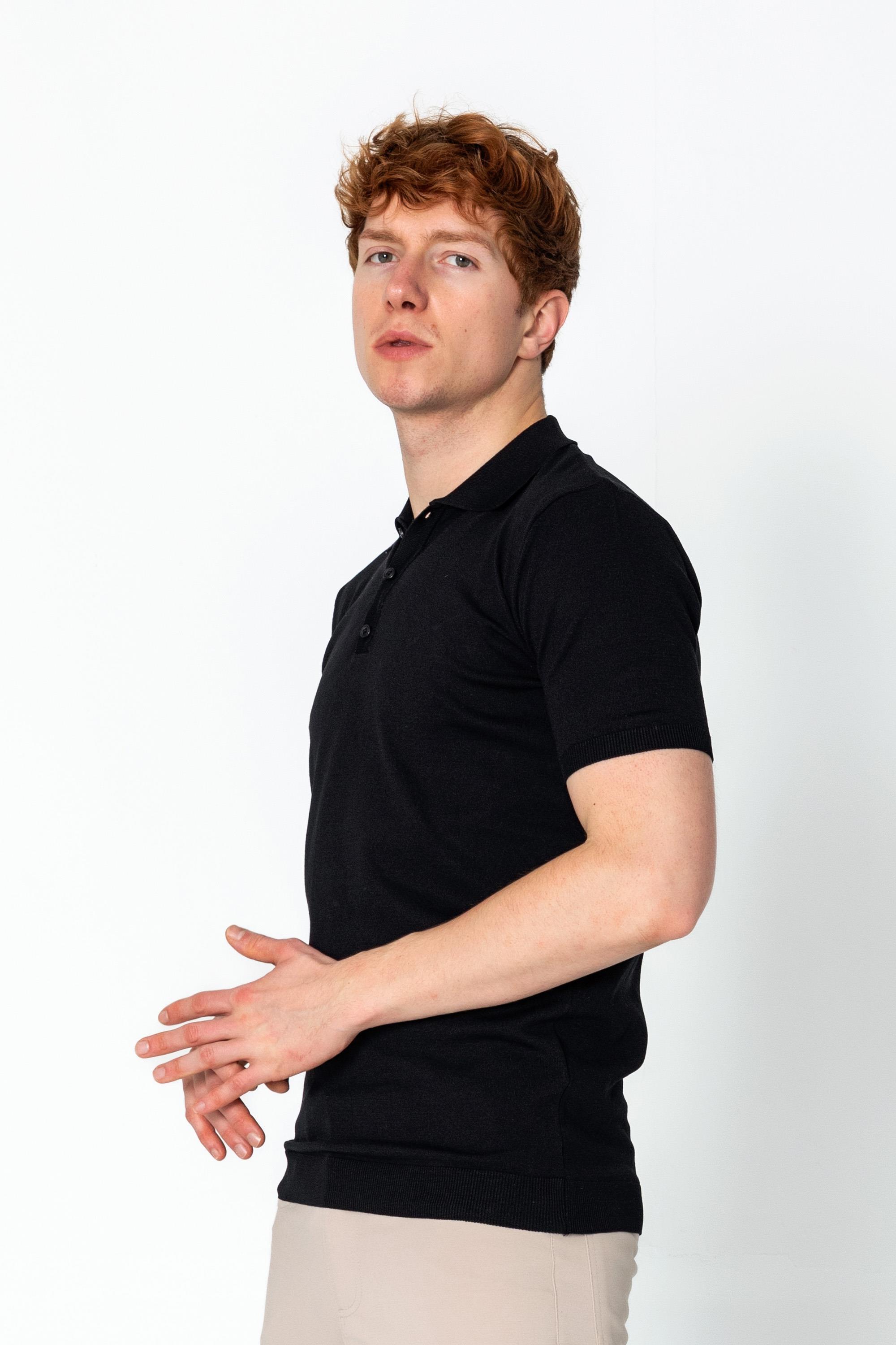 CEKMON Erkek Fit Altı Kolları Lastikli Polo Yaka Düğmeli Triko T-Shirt 