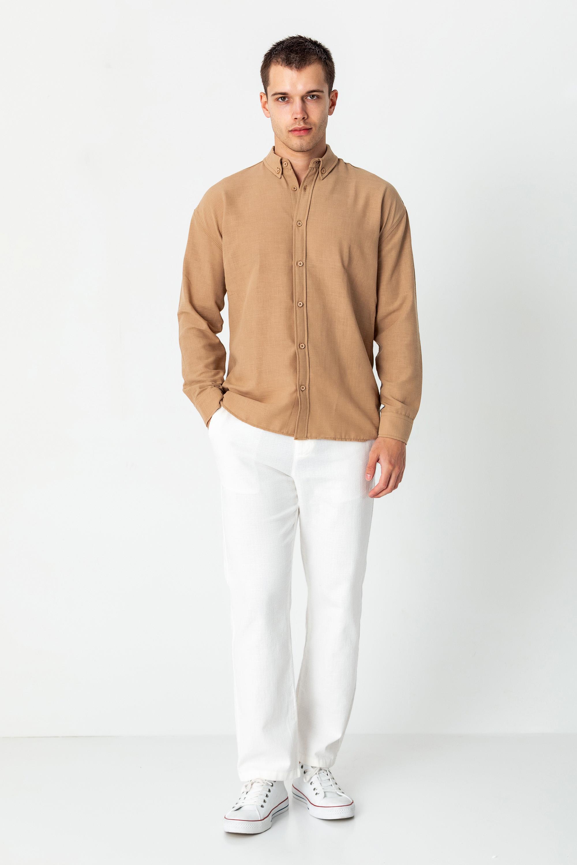 CEKMON Erkek Ketegn Görünümlü Rahat Kesim Yazlık Gömlek 