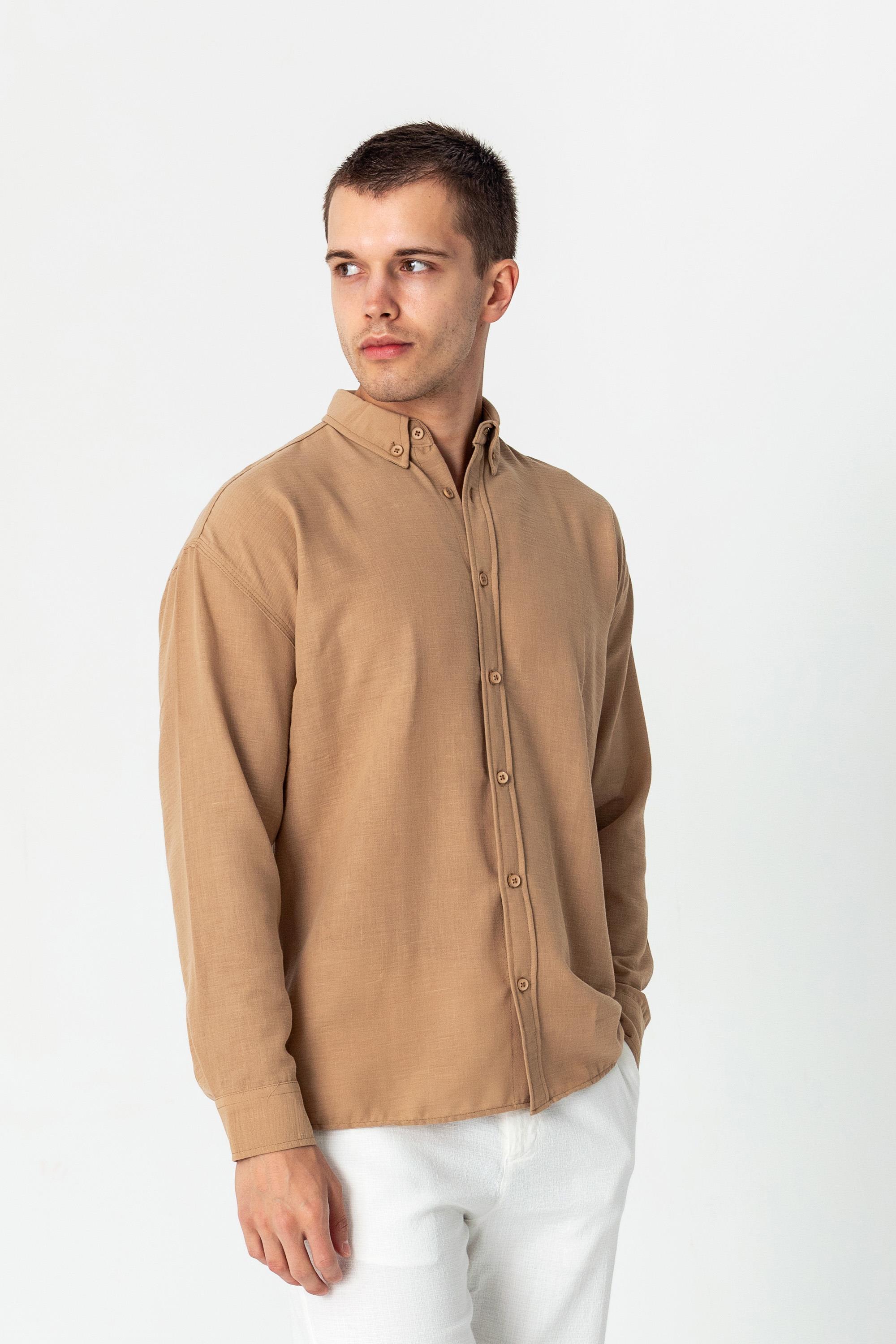 CEKMON Erkek Keten Görünümlü Rahat Kesim Yazlık Gömlek 