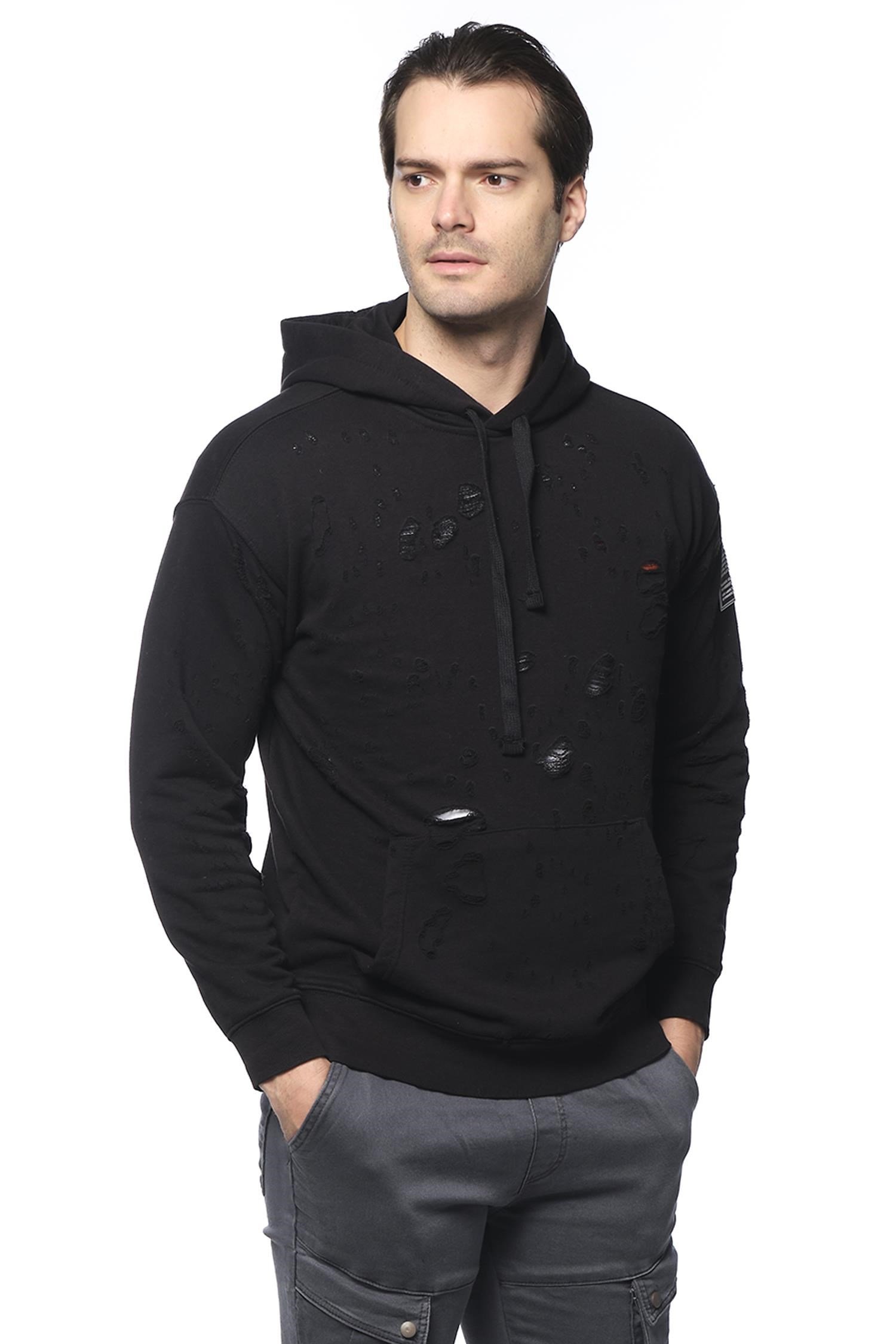 CEKMON Lazer Yırtıklı Erkek Sweatshırts 