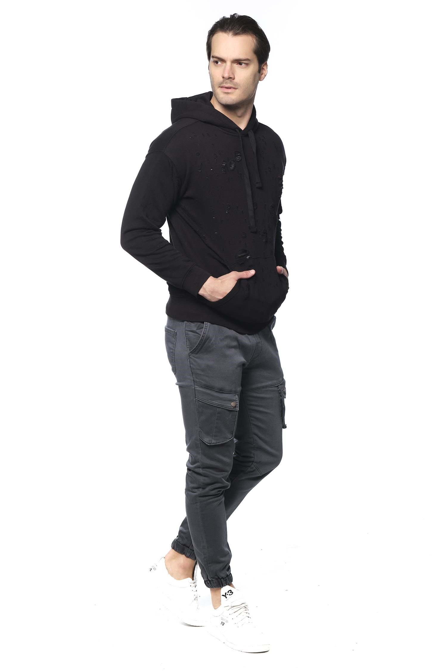 CEKMON Lazer Yırtıklı Erkek Sweatshırts 