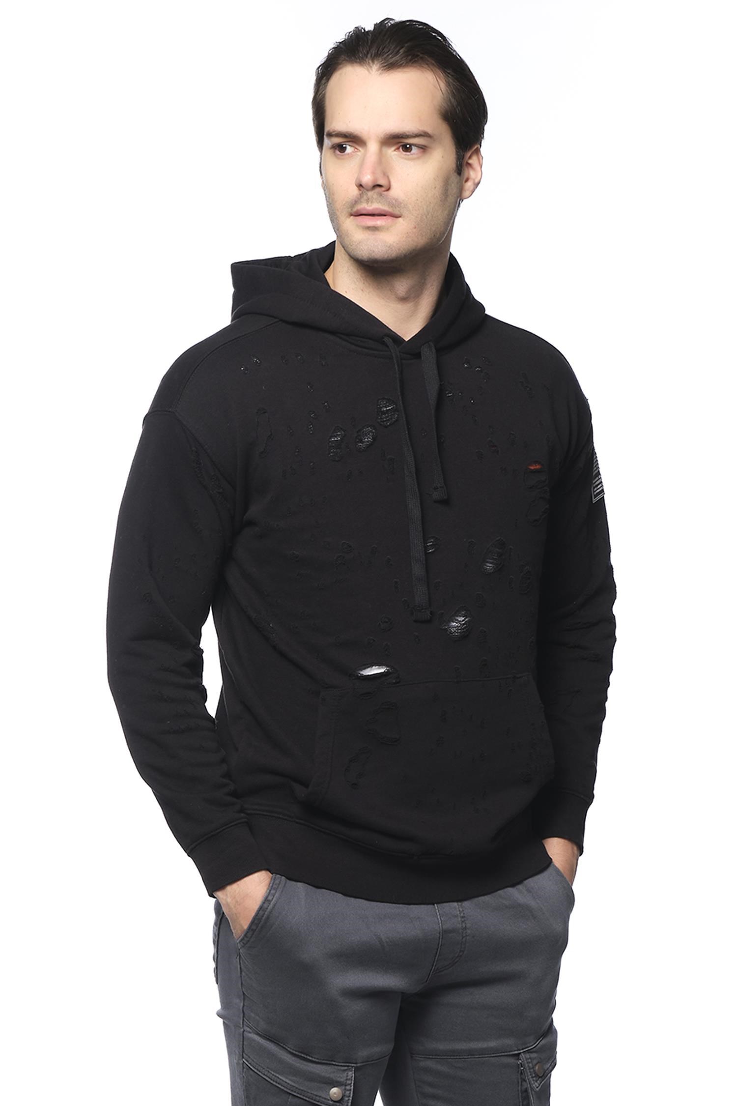 CEKMON Lazer Yırtıklı Erkek Sweatshırts 