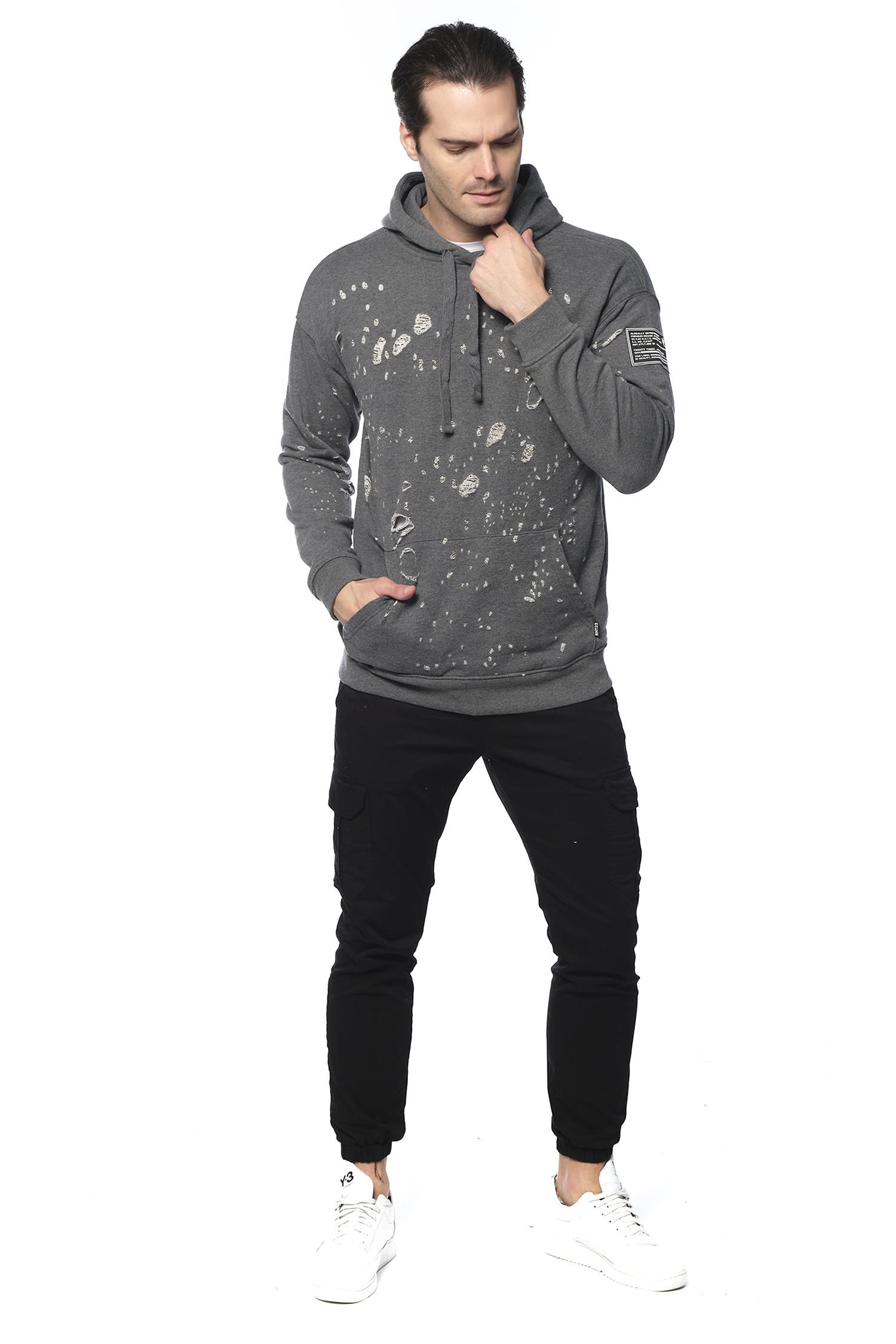 CEKMON Lazer Yırtıklı Erkek Sweatshırts 