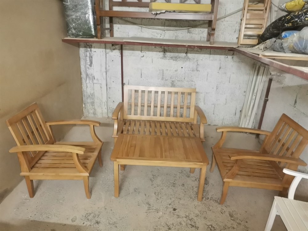 Açelya Ahşap Oturma Grubu Gürgen Ağacından (4 Kişilik) Bahçe/Balkon/Salon/Oturma Odası