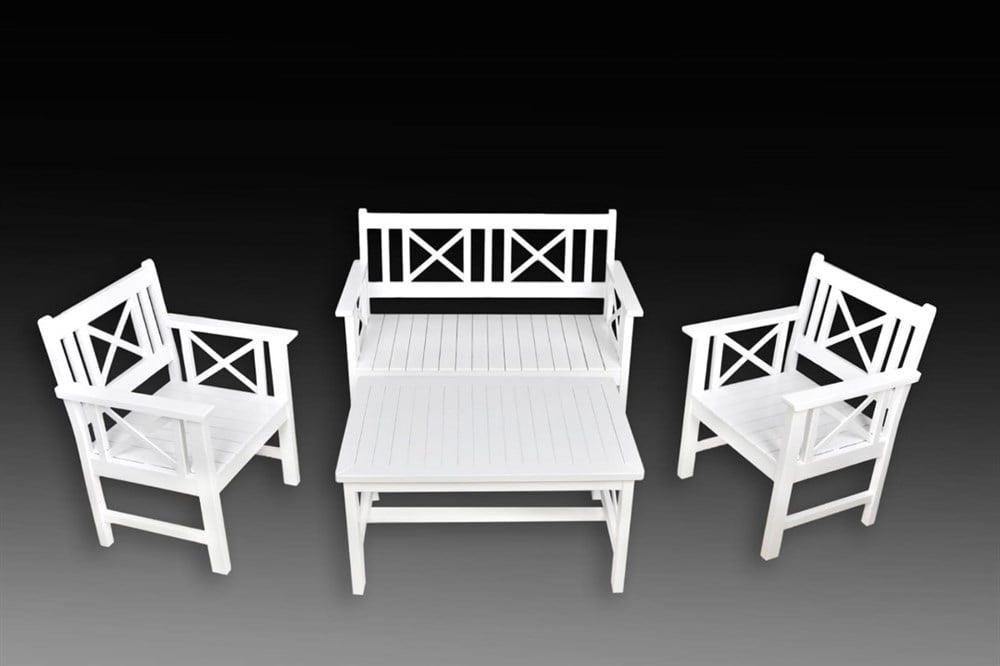 Aşiyan Ahşap Oturma Grubu Gürgen Ağacından (4 Kişilik) Bahçe/balkon/salon/oturma Odası