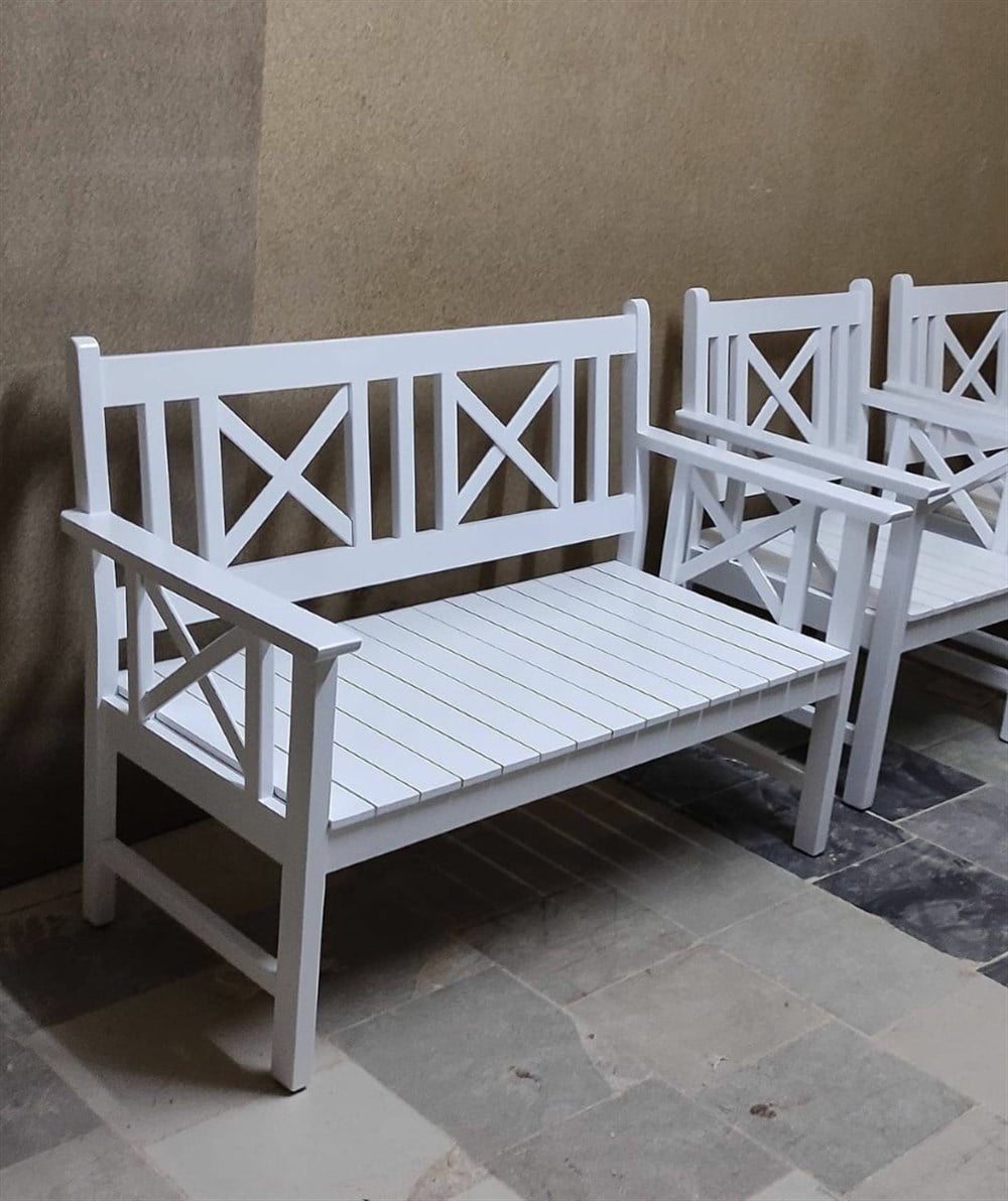 Aşiyan Ahşap Oturma Grubu Gürgen Ağacından (4 Kişilik) Bahçe/balkon/salon/oturma Odası