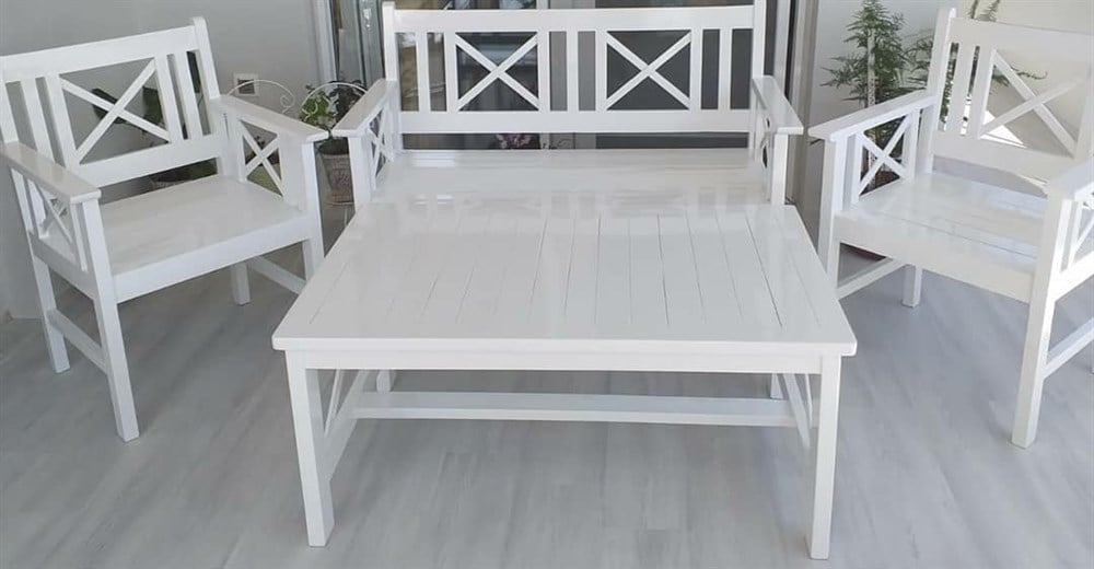 Aşiyan Ahşap Oturma Grubu Gürgen Ağacından (4 Kişilik) Bahçe/balkon/salon/oturma Odası