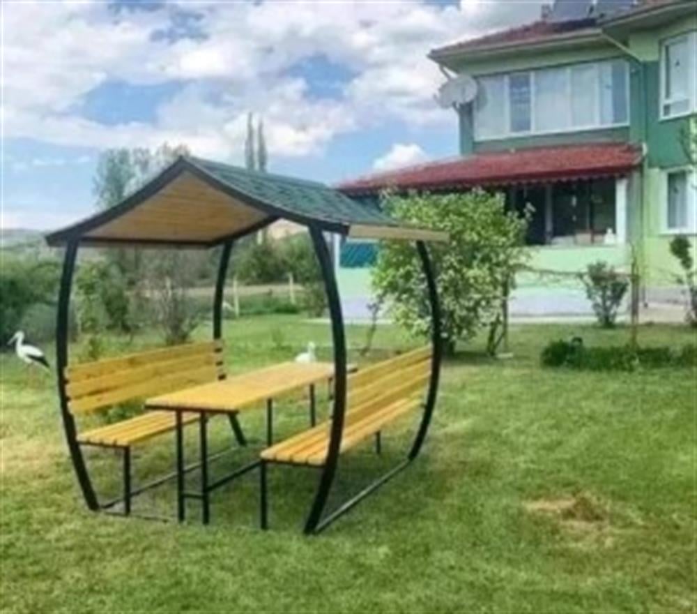 Japon Çatı Model Bahçe Masası Ahşap Kamelya/çardak Piknik Masası (8 Kişilik) JKÇ8-97