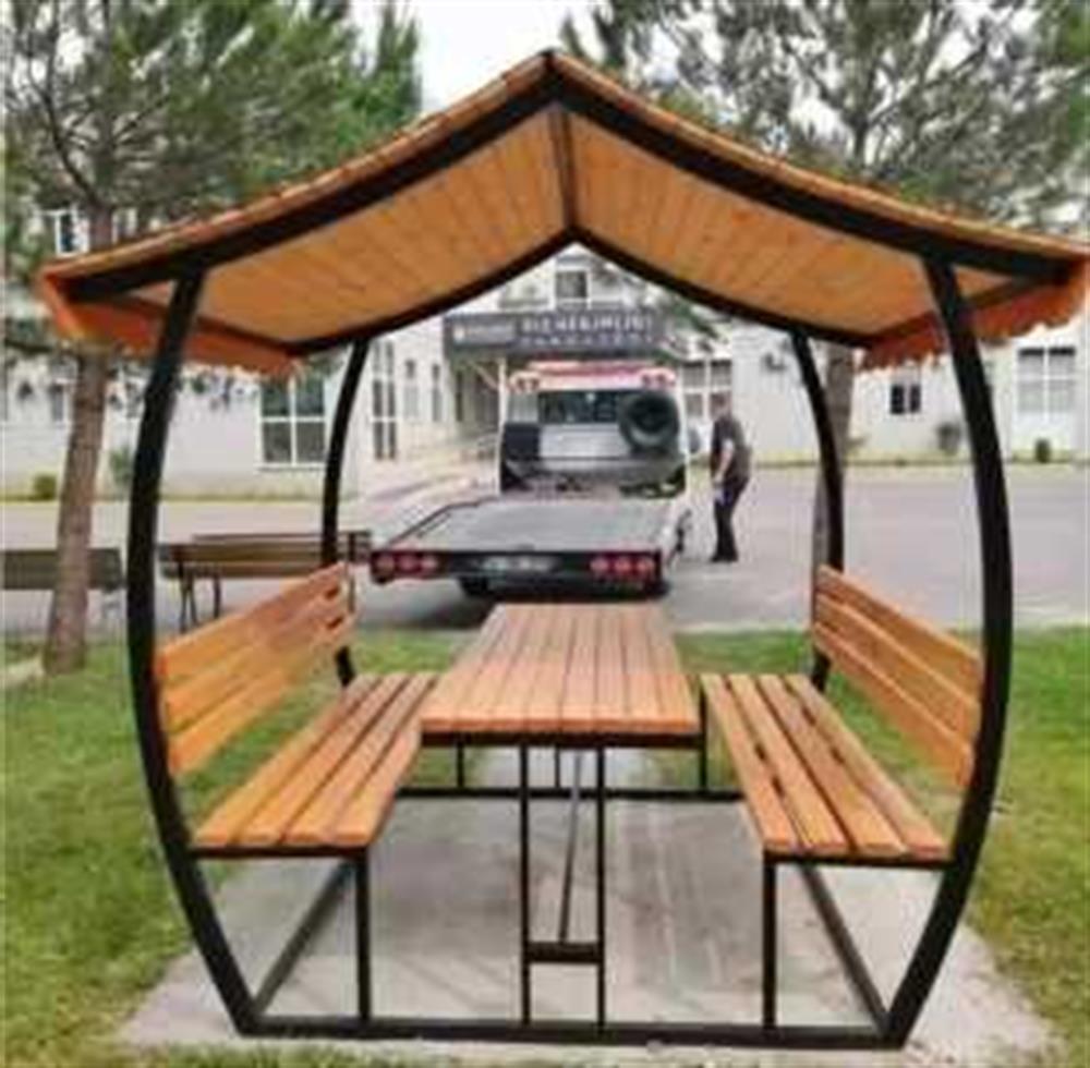 Japon Çatı Model Bahçe Masası Ahşap Kamelya/çardak Piknik Masası (8 Kişilik) JKÇ8-97