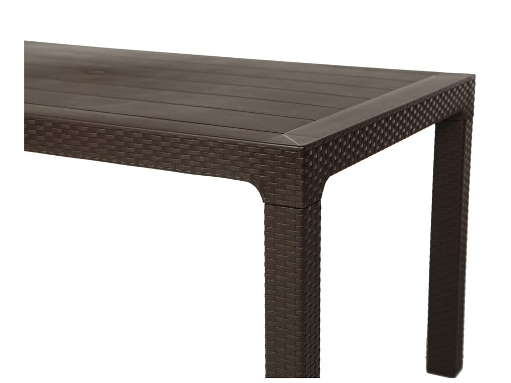 ARIZONA 90X150 RATTAN PLASTİK BAHÇE MASASI CAMSIZ KAHVE