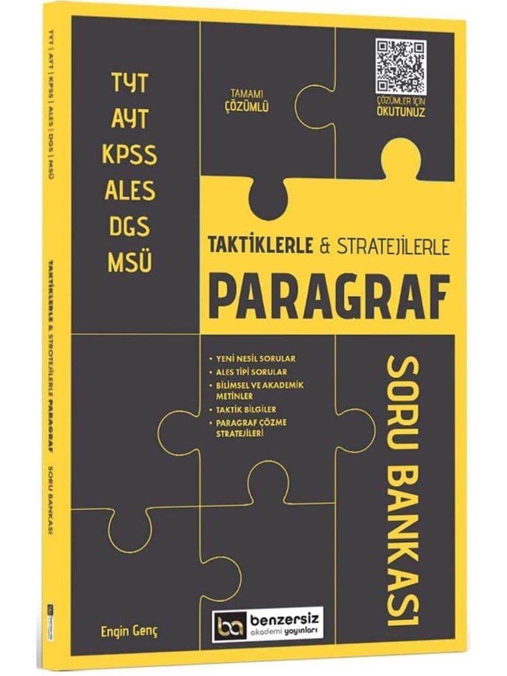 2025 TYT AYT KPSS ALES DGS MSÜ Taktiklerle ve Stratejilerle Paragraf Soru Bankası Benzersiz Akademi Yayınları
